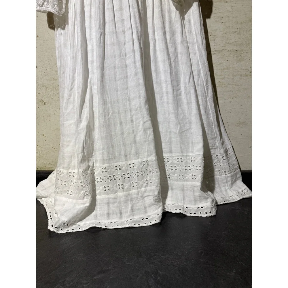 dizzylissy White Cotton Eyelet Lace Maxi Duster Cardigan Tie Front Boho Size 3X